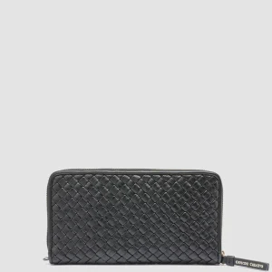Online Officine Creative JULIET 101 - Woven Leather Zip-around Wallet BLACK