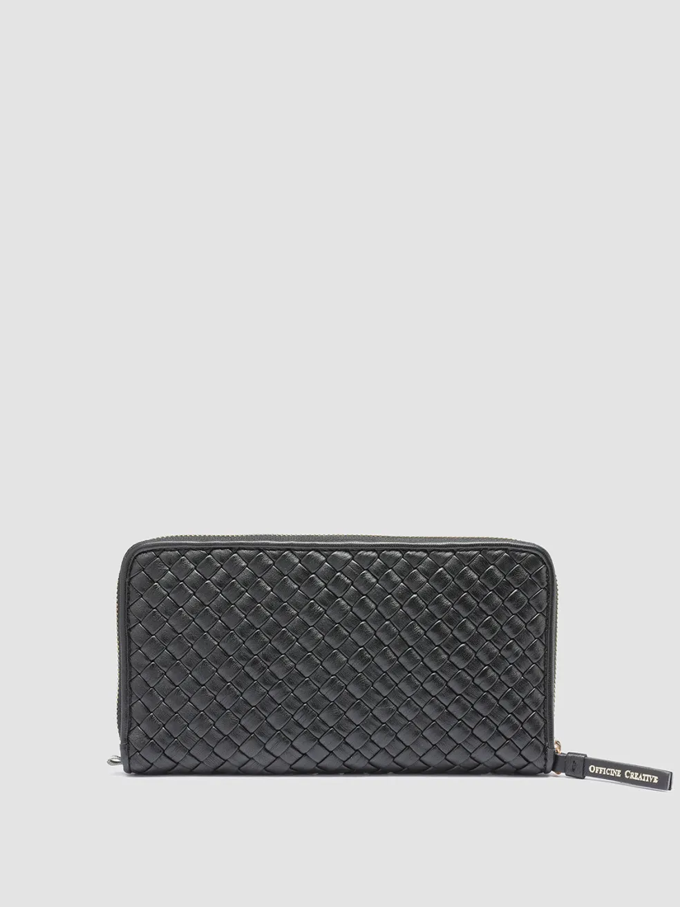 Online Officine Creative JULIET 101 - Woven Leather Zip-around Wallet BLACK