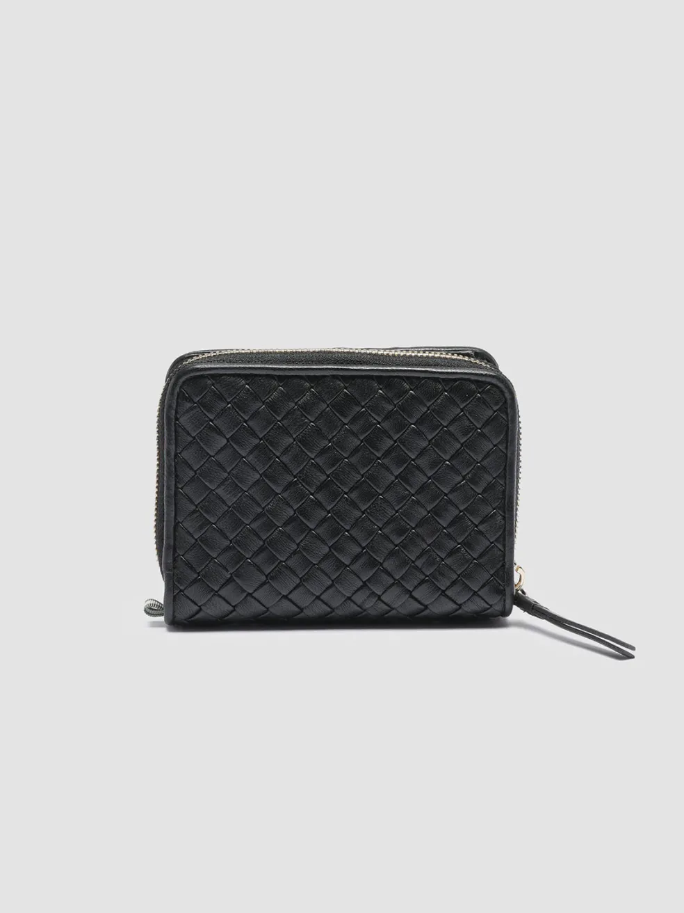 Store Officine Creative JULIET 102 - Woven Leather Zip-Around Wallet BLACK