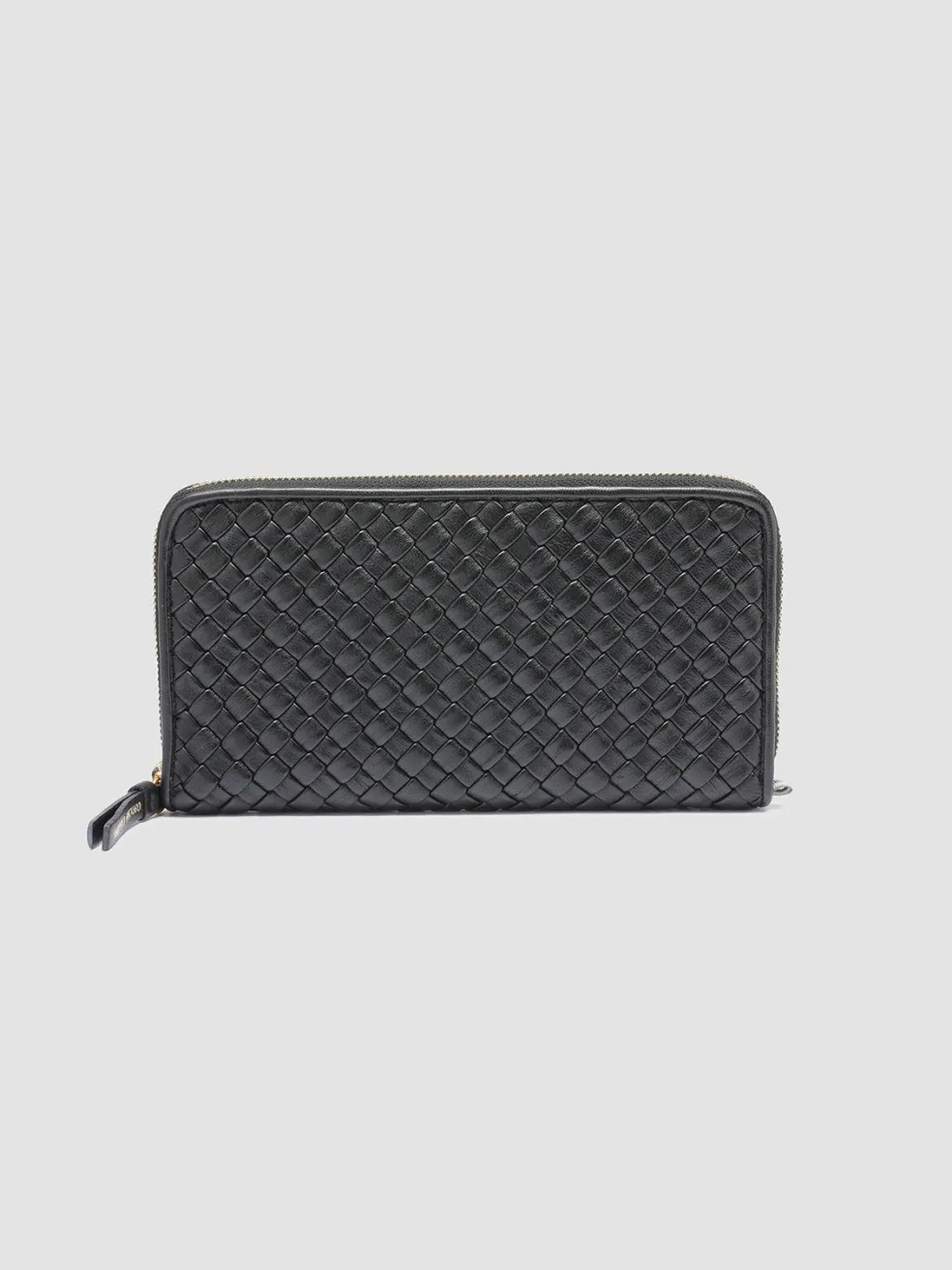 Online Officine Creative JULIET 101 - Woven Leather Zip-around Wallet BLACK