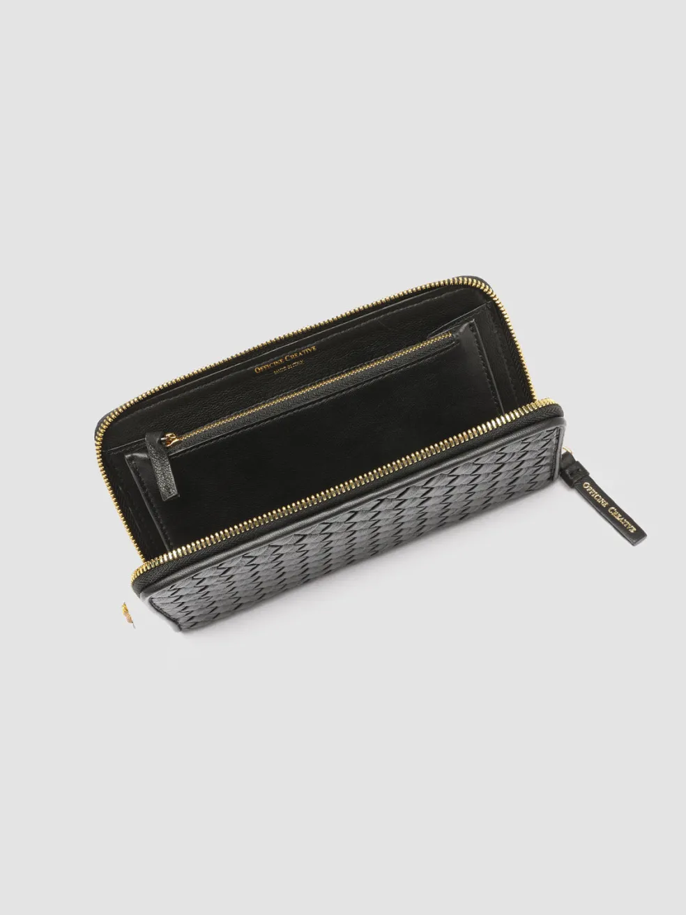Online Officine Creative JULIET 101 - Woven Leather Zip-around Wallet BLACK