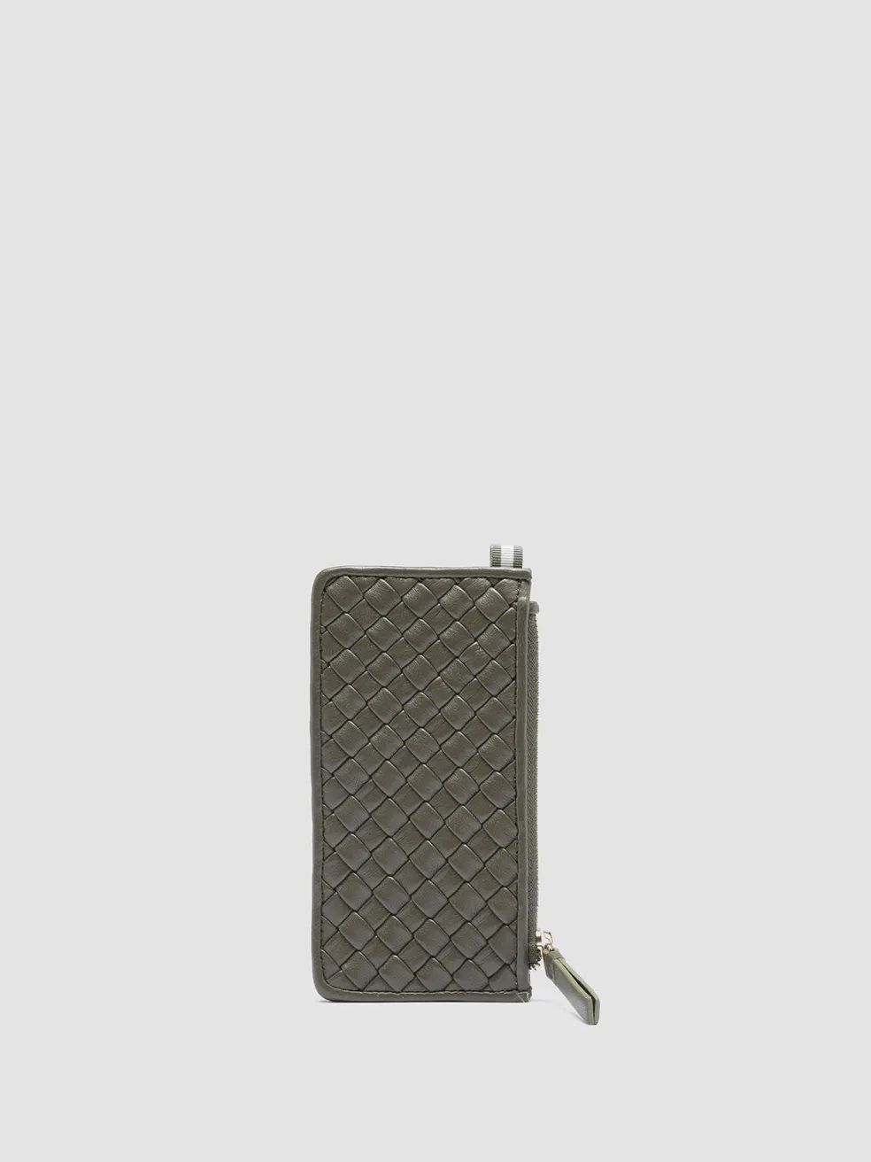 Store Officine Creative JULIET 103 - Green Woven Leather Card Holder CONIFERA