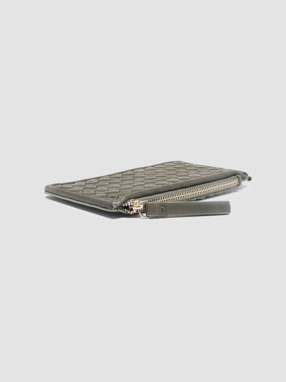 Store Officine Creative JULIET 103 - Green Woven Leather Card Holder CONIFERA