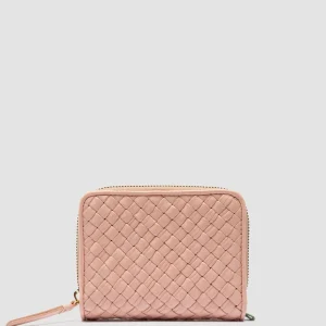 Sale Officine Creative JULIET 102 - Woven Leather Zip-Around Wallet ROSE