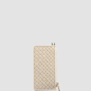 Shop Officine Creative JULIET 103 - White Woven Leather Card Holder OFF WHITE
