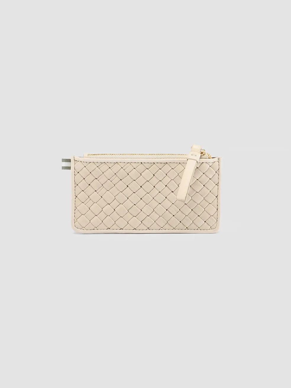 Shop Officine Creative JULIET 103 - White Woven Leather Card Holder OFF WHITE