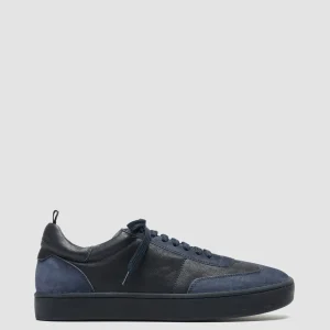 Discount Officine Creative KOMBINED 001 - Leather And Suede Low Top Sneakers BLUE
