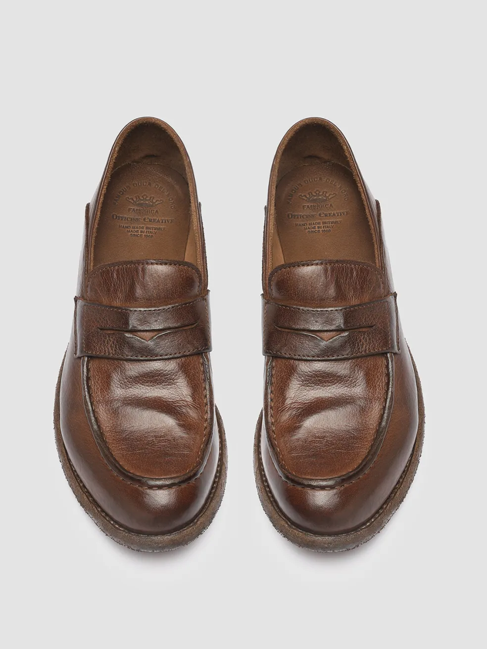 Discount Officine Creative LEXIKON 140 - Brown Leather Penny Loafers CIGAR