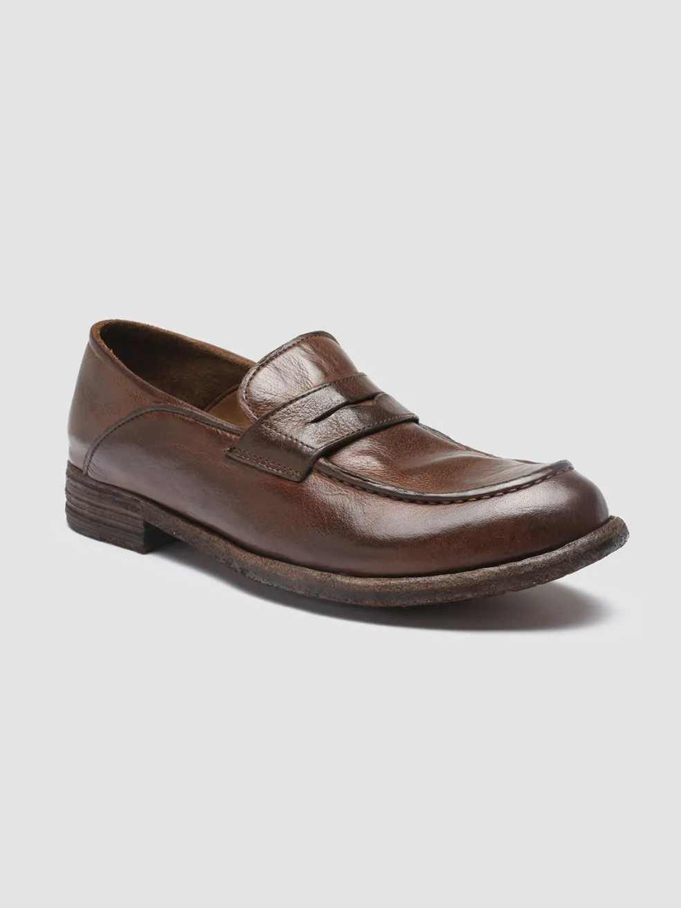 Discount Officine Creative LEXIKON 140 - Brown Leather Penny Loafers CIGAR