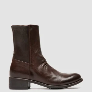 Cheap Officine Creative LIS 004 - Brown Leather Zipped Boots FONDUE                                            