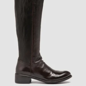 Outlet Officine Creative LIS 005 - Brown Leather Zipped Boots EBANO                                             