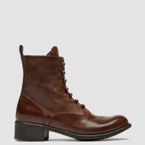 Fashion Officine Creative LIS 006 - Brown Leather Zipped Boots CIGAR                                             