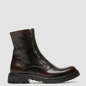 Shop Officine Creative LORAINE 026 - Brown Leather Zipped Boots OTTO/SUPERNERO                                    