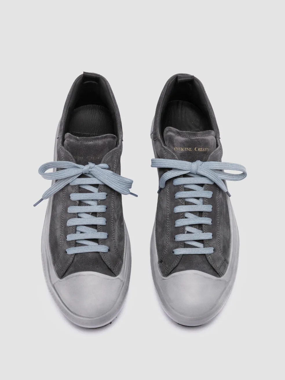 Store Officine Creative MES 009 - Grey Leather And Suede Low Top Sneakers AVION