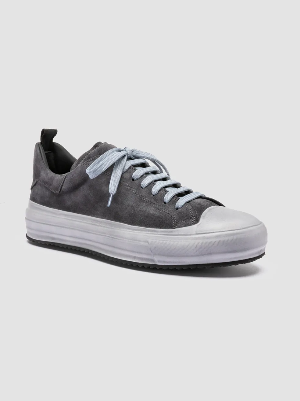 Store Officine Creative MES 009 - Grey Leather And Suede Low Top Sneakers AVION