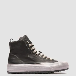 Clearance Officine Creative MES DD 102 - Black Leather High Top Sneakers NERO                                              