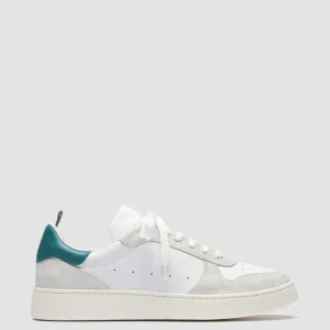 Cheap Officine Creative MOWER 008 - White Leather And Suede Sneakers WHITE/TEAL GREEN