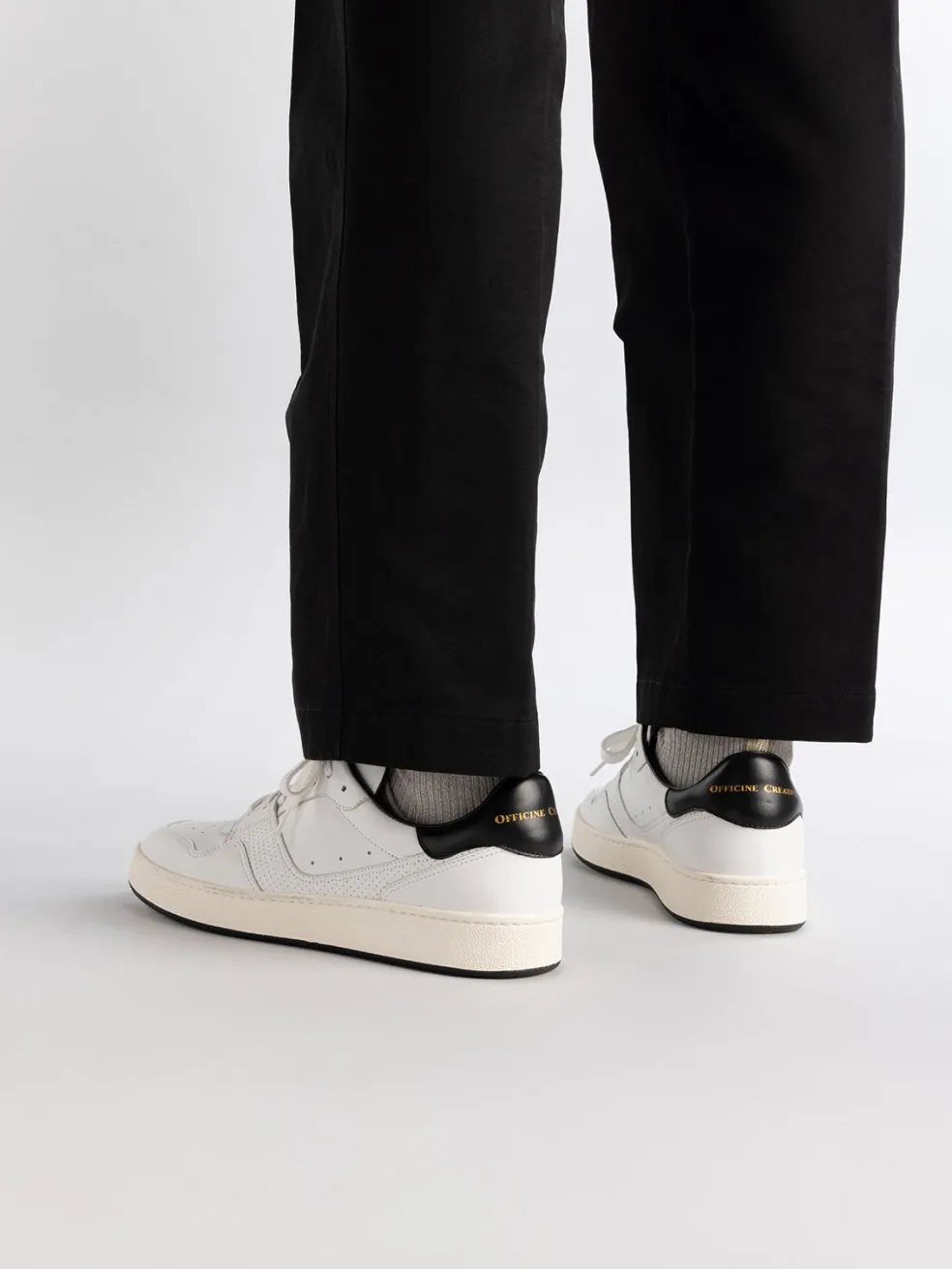 Best Sale Officine Creative MOWER 016 - White Leather Low Top Sneakers WHITE/BLACK