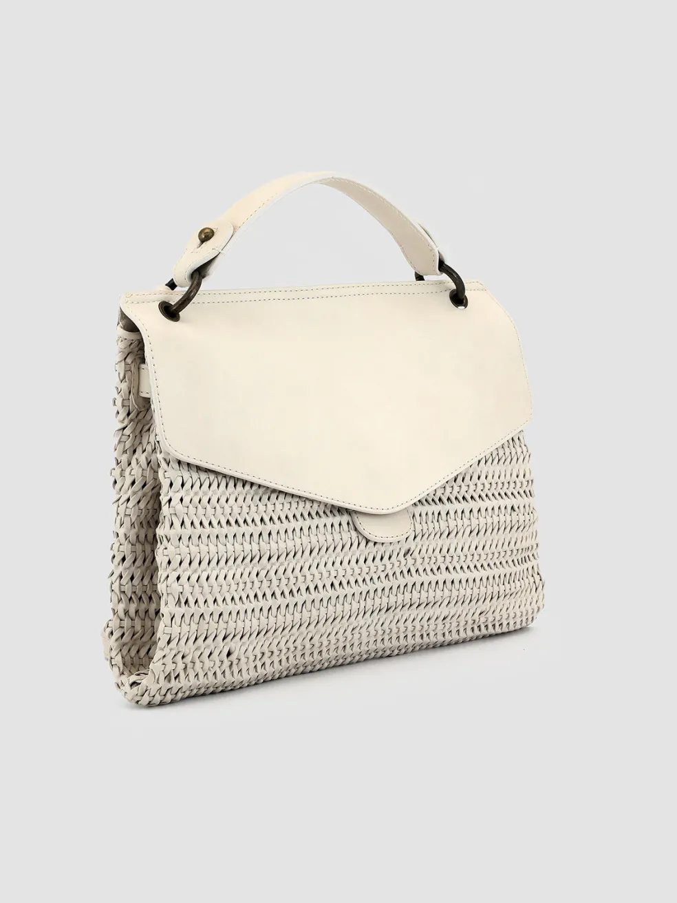 Sale Officine Creative NOLITA 16 - Leather Handle Bag OFF WHITE
