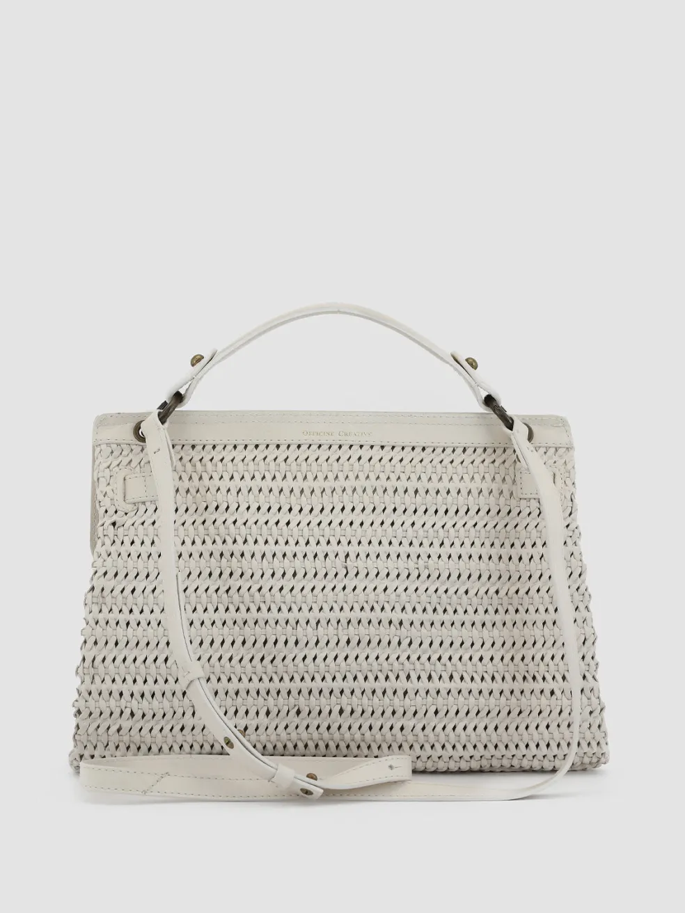 Sale Officine Creative NOLITA 16 - Leather Handle Bag OFF WHITE