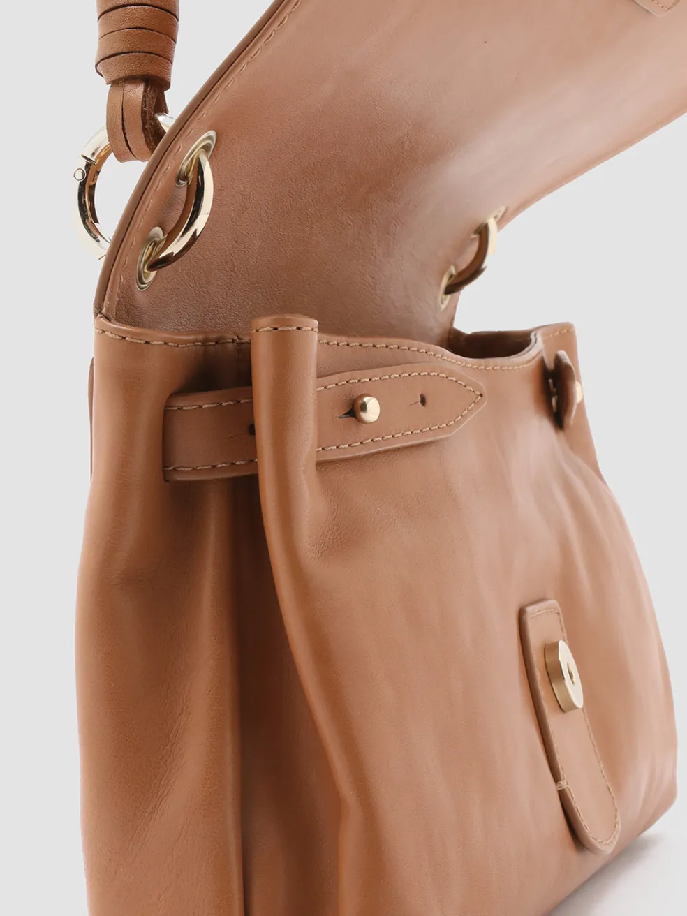 Hot Officine Creative NOLITA WOVEN 212 - Brown Nappa Leather Shoulder Bag BUTTER SCOTCH