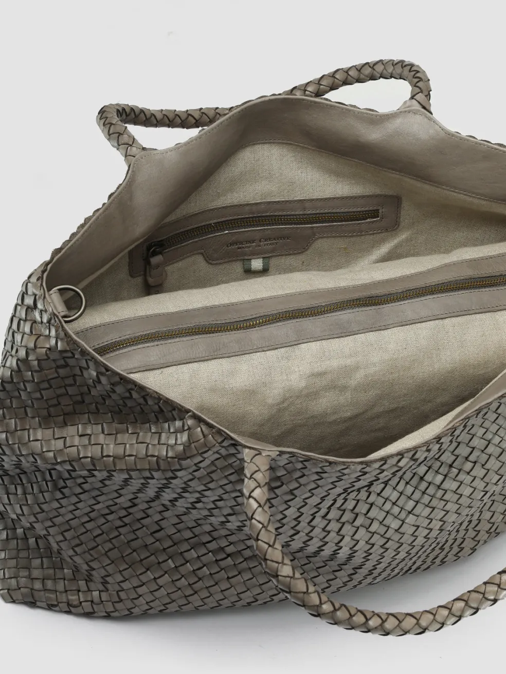 Best Sale Officine Creative OC CLASS 3 - Woven Leather Shoulder Bag TAUPE