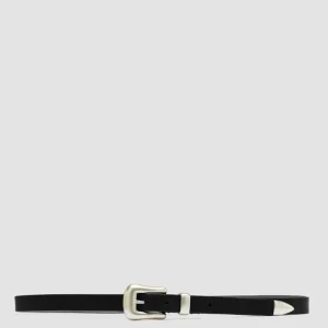 Shop Officine Creative OC STRIP 066 - Nappa Leather Belt BLACK
