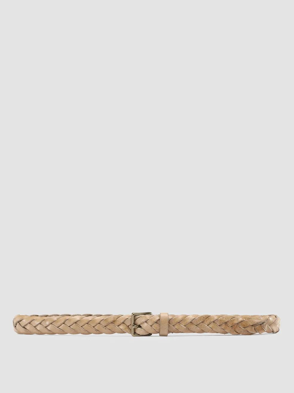 Shop Officine Creative OC STRIP 20 - Brown Woven Leather Belt WALNUT