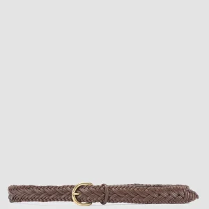 New Officine Creative OC STRIP 36 - Brown Woven Leather Belt BRUNO