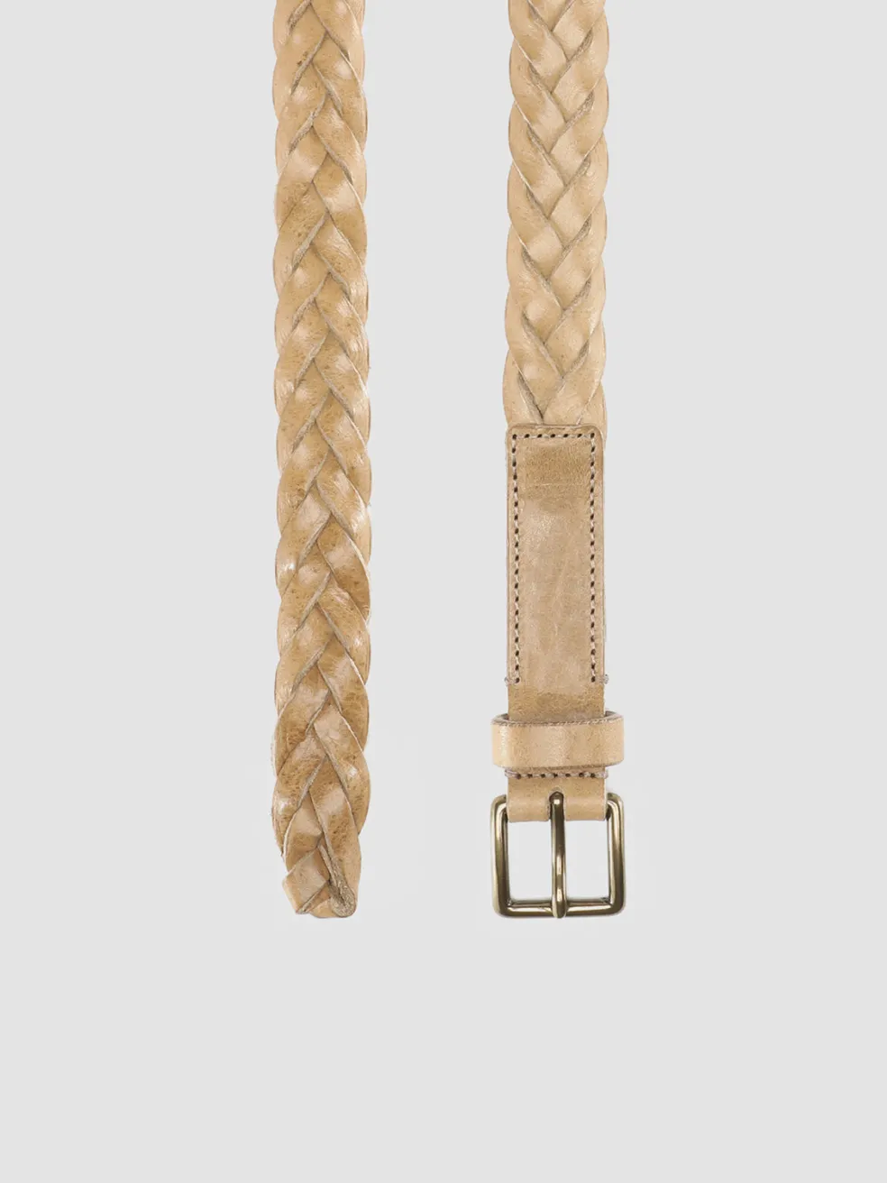 Shop Officine Creative OC STRIP 20 - Brown Woven Leather Belt WALNUT