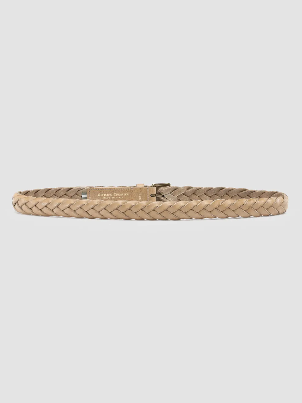 Shop Officine Creative OC STRIP 20 - Brown Woven Leather Belt WALNUT