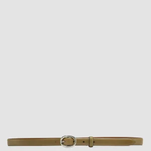 Store Officine Creative OC STRIP 56 - Green Leather Belt OLIVE