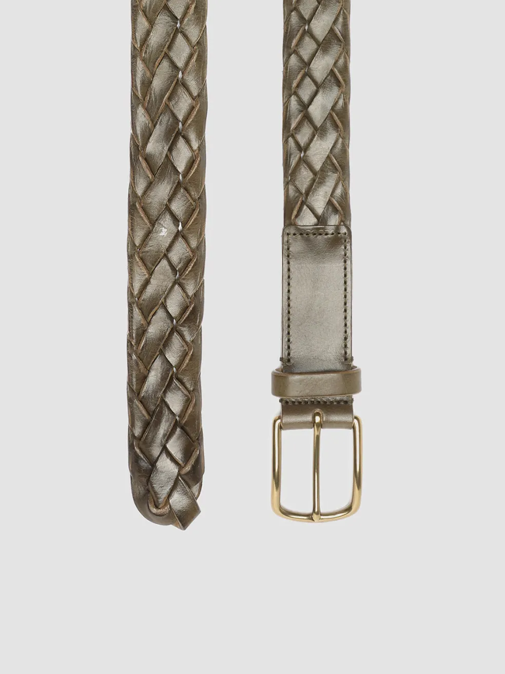 Outlet Officine Creative OC STRIP 21 - Green Woven Leather Belt DEPHTS