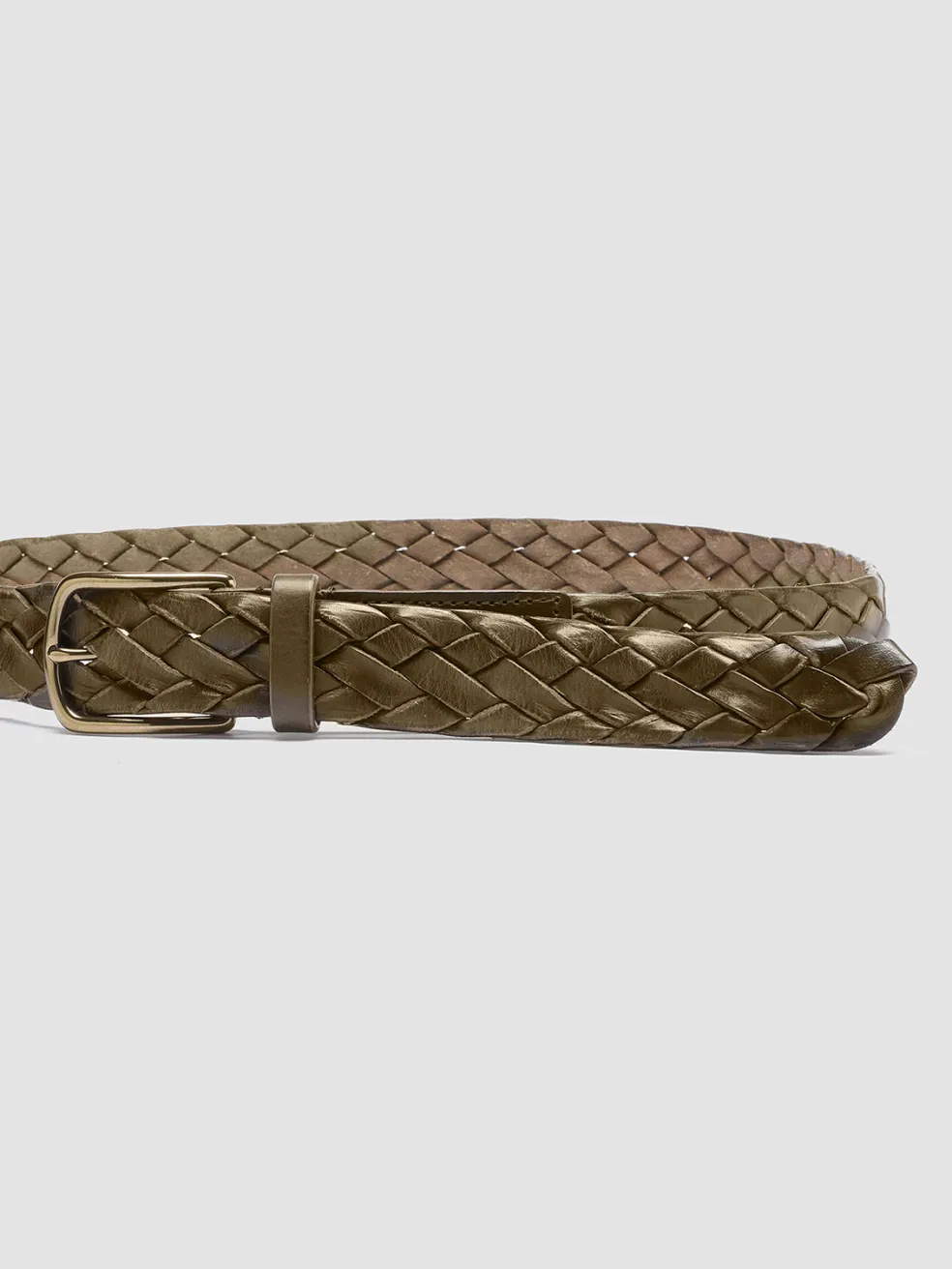 Outlet Officine Creative OC STRIP 21 - Green Woven Leather Belt DEPHTS