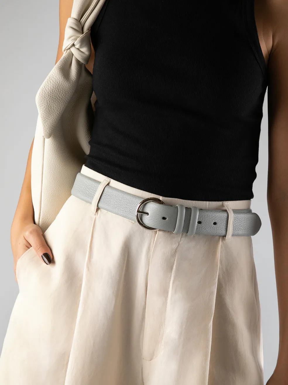 Flash Sale Officine Creative OC STRIP 065 - Grey Leather Belt SMOKE GREY