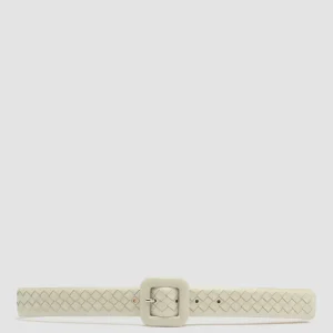 Best Officine Creative OC STRIP 060 - White Woven Leather Belt NEBBIA