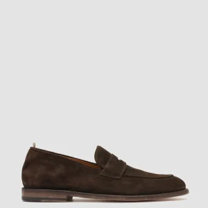 Clearance Officine Creative OPERA 001 - Brown Suede Penny Loafers DARK BROWN