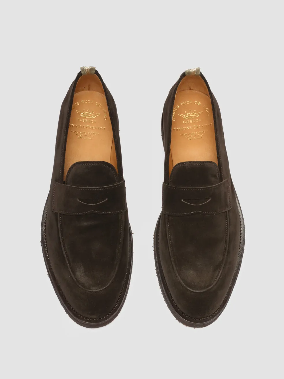 Best Officine Creative OPERA FLEXI 101 - Brown Suede Penny Loafers DARK BROWN