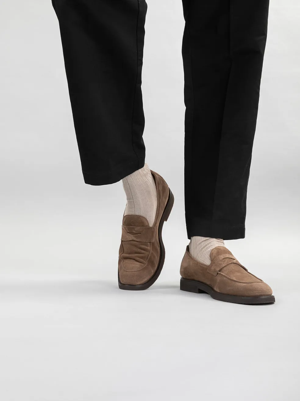 Best Officine Creative OPERA FLEXI 101 - Brown Suede Penny Loafers DARK BROWN