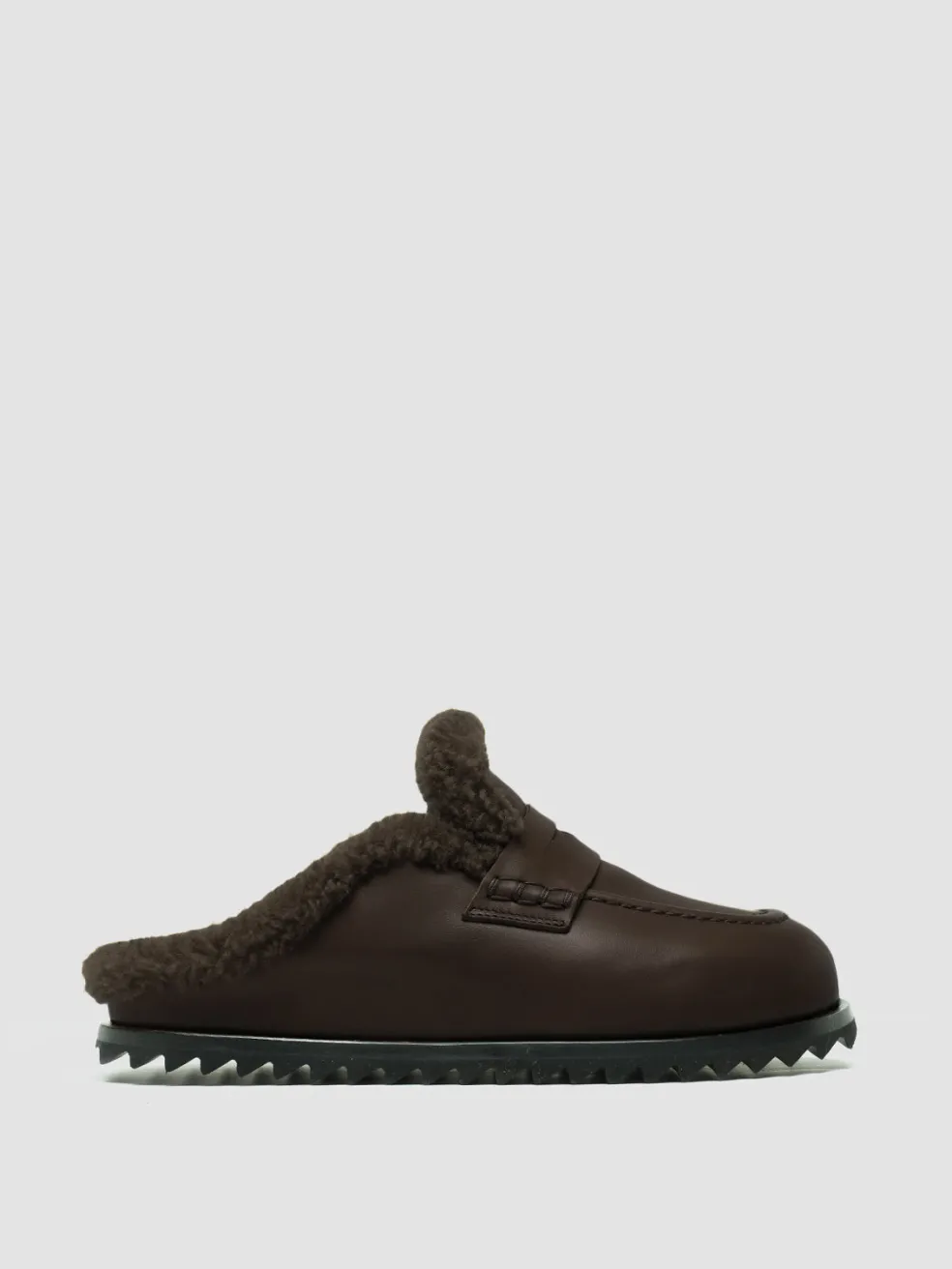 Sale Officine Creative PELAGIE D’HIVER 007 - Leather And Shearling Mules BROWN
