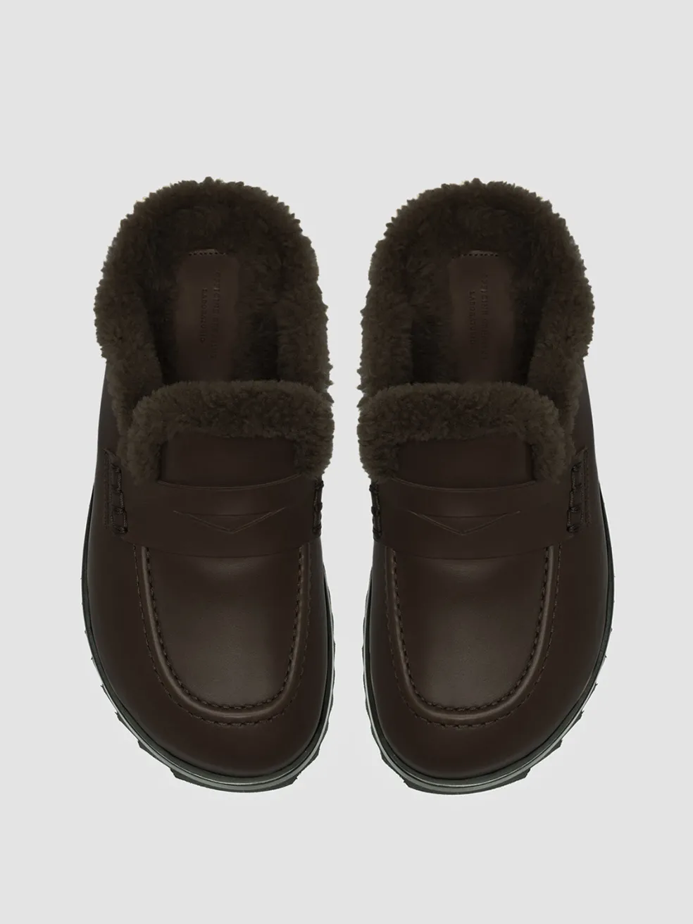 Sale Officine Creative PELAGIE D’HIVER 007 - Leather And Shearling Mules BROWN