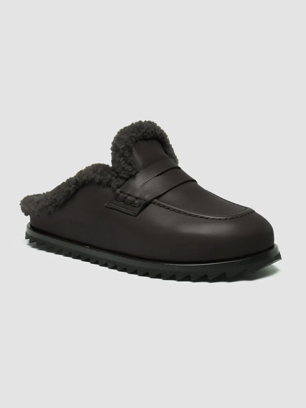 Sale Officine Creative PELAGIE D’HIVER 007 - Leather And Shearling Mules BROWN