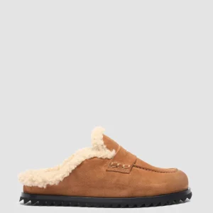 Clearance Officine Creative PELAGIE D’HIVER 007 - Brown Suede And Shearling Mules TERRA/TART
