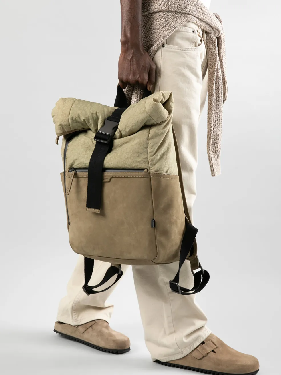 Cheap Officine Creative PILOT 001 - Nubuck & Nylon Backpack BLACK