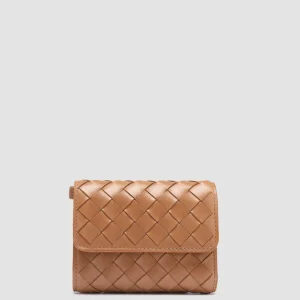 Fashion Officine Creative POCHE 110 - Brown Woven Leather Trifold Wallet SCOTCH