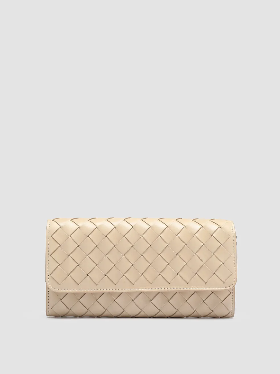 Store Officine Creative POCHE 109 - Ivory Woven Woven Leather Wallet OAT MILK
