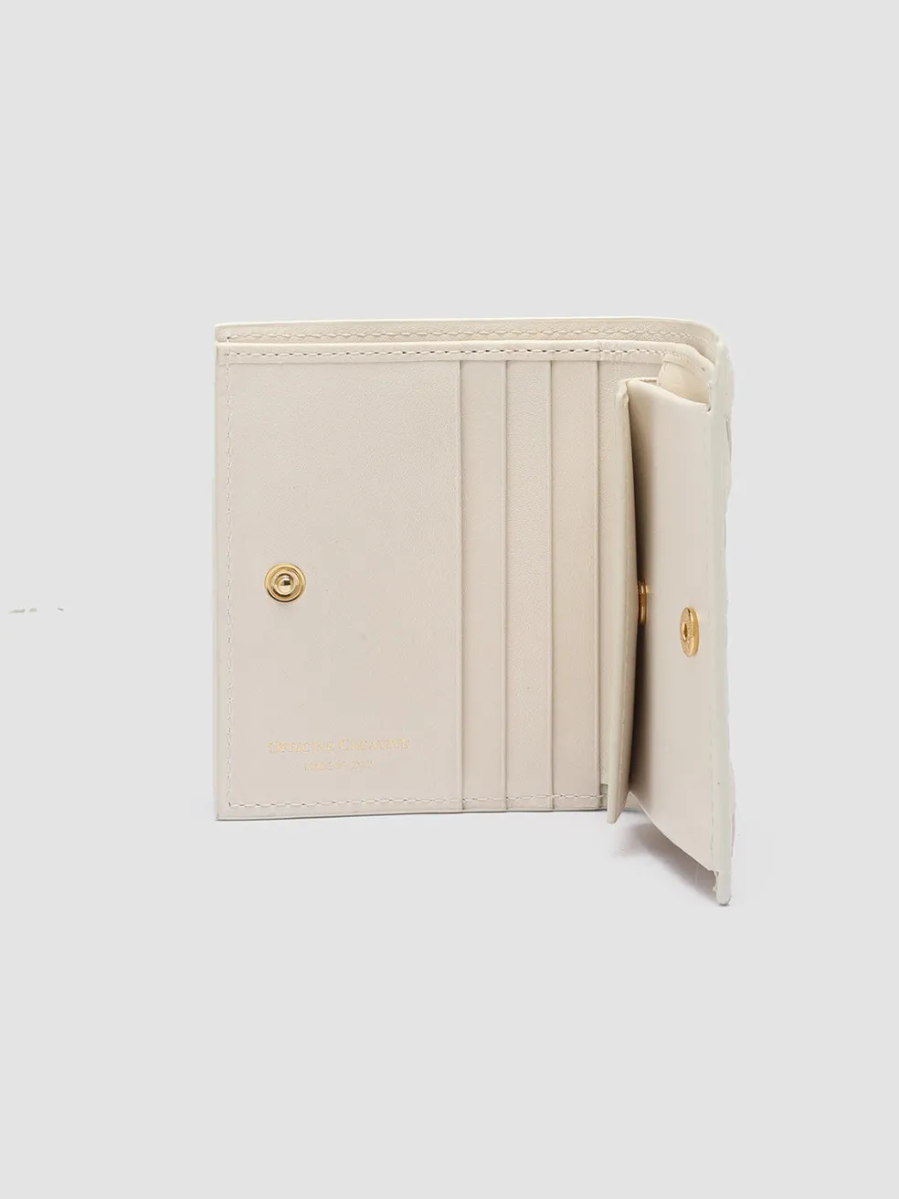New Officine Creative POCHE 111 - White Woven Leather Bifold Wallet OFF WHITE