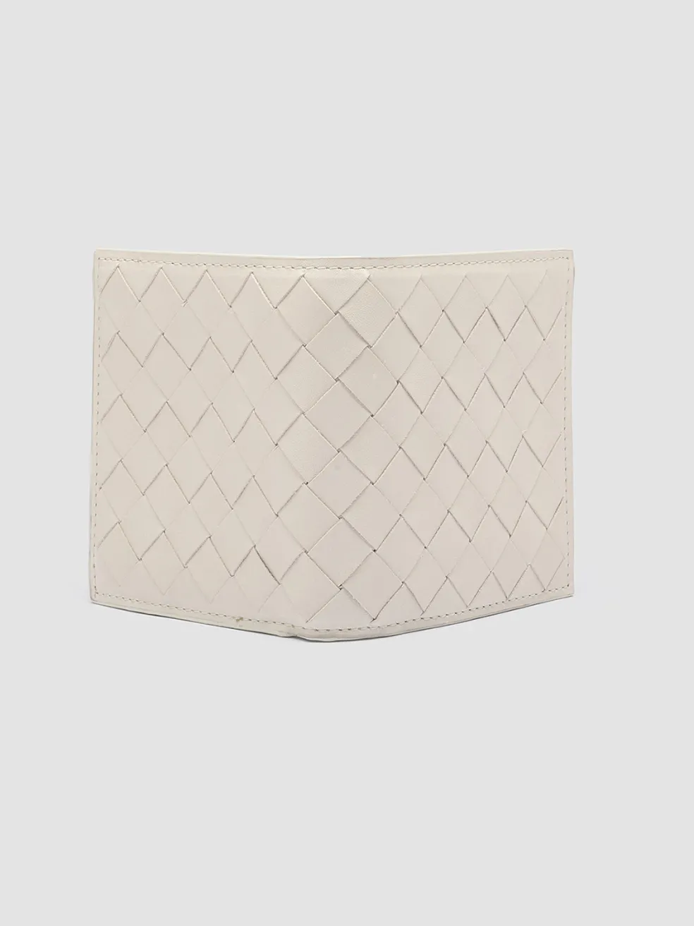 New Officine Creative POCHE 111 - White Woven Leather Bifold Wallet OFF WHITE