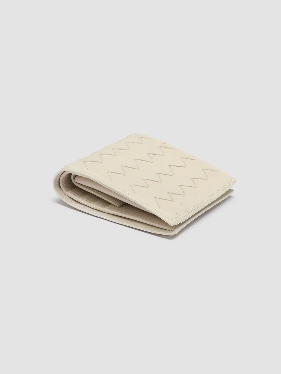 New Officine Creative POCHE 111 - White Woven Leather Bifold Wallet OFF WHITE