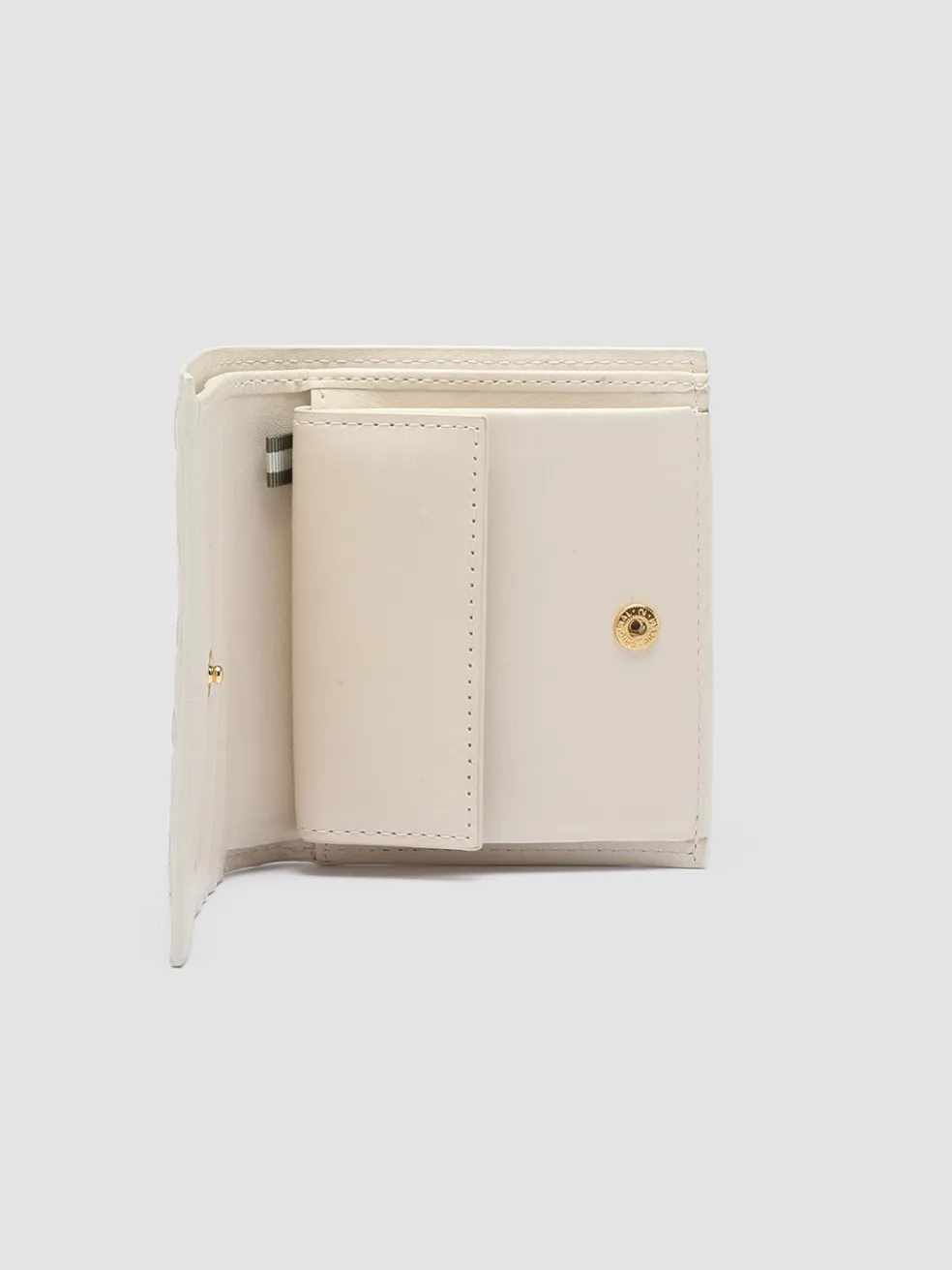 New Officine Creative POCHE 111 - White Woven Leather Bifold Wallet OFF WHITE